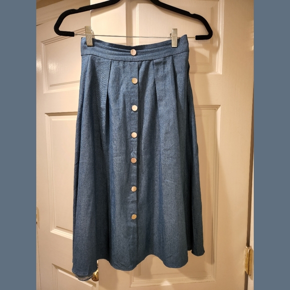 denim a-line button down skirt - Picture 3 of 3